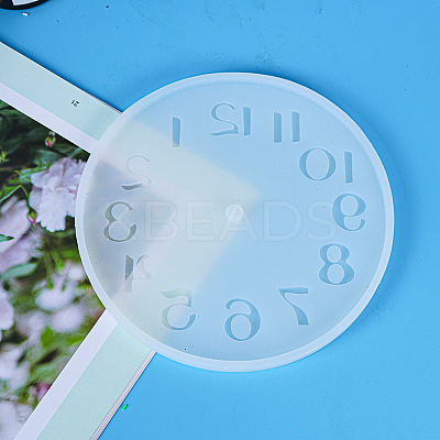 Flat Round with Arabic Numerals Clock Wall Decoration Silicone Molds X-SIMO-PW0001-425A-01-1