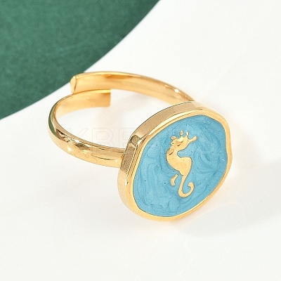 304 Stainless Steel Enamel Open Cuff Rings for Women RJEW-K301-06A-01-1