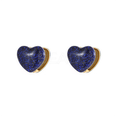 Heart Shape Golden 304 Stainless Steel Hoop Earrings TZ8486-3-1