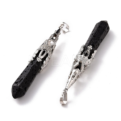 Natural Lava Rock Big Pointed Pendants G-G797-05P-12-1