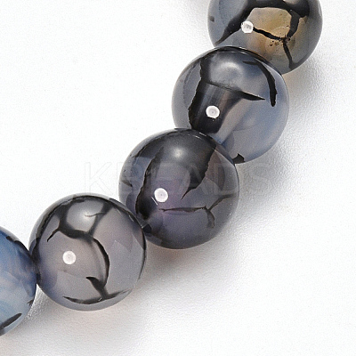 Natural Dragon Veins Agate Beaded Stretch Bracelets BJEW-Q692-02C-1