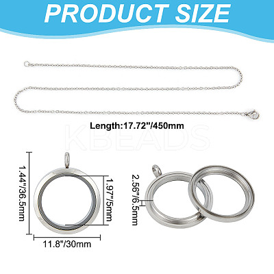 DIY Blank Dome 304 Stainless Steel Locket Pendant Necklace Making Kit STAS-DR0001-02P-1