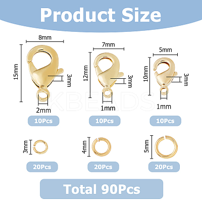 30Pcs Brass Lobster Claw Clasps KK-HS0001-37-1