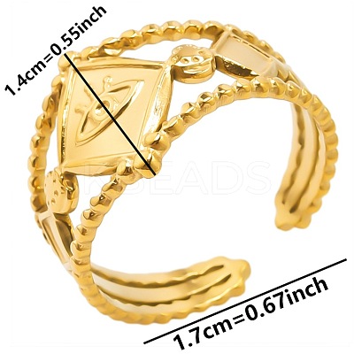 Geometric Eye Design Stainless Steel Cuff Ring for Unisex TA8948-2-1