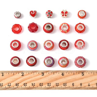 40Pcs 20 Styles Resin & Glass European Beads RPDL-FS0001-03-1