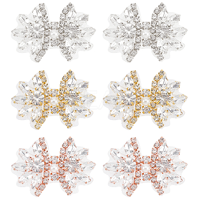 6Pcs 3 Style Glitter Hotfix Rhinestone Iron on Patches(Hot Melt Adhesive On The Back) AJEW-FG0003-69-1