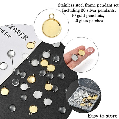 DIY Blank Dome 304 Stainless Steel Pendants Making Kits DIY-YW0010-48-1