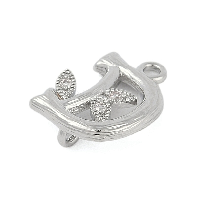 Brass Crystal Rhinestone Letter Links Connector Charms KK-S395-06P-D-1