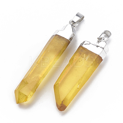 Natural Quartz Crystal Pointed Pendants G-S279-23-1