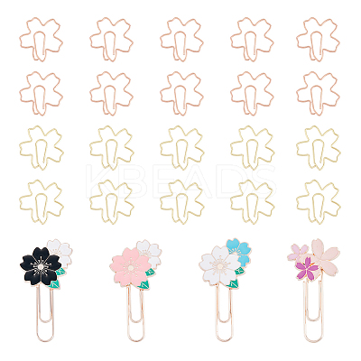 4Pcs Sakura Alloy Enamel & Iron Paper Clips IFIN-FH0001-70-1