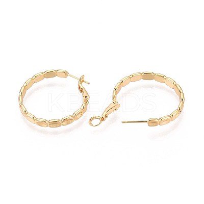 Oval Brass Hoop Earrings EJEW-T047-97G-1