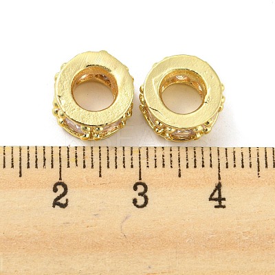 Brass Micro Pave Cubic Zirconia European Beads KK-H452-06G-1