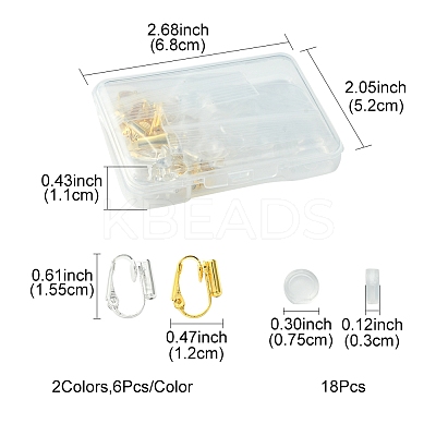 12Pcs 2 Colors Brass Clip-on Earring Converters Findings KK-FS0001-30-1