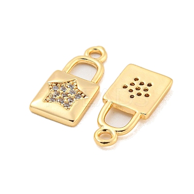 Brass Micro Pave Clear Cubic Zirconia Pendants KK-G492-03A-G-1
