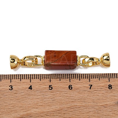 Rack Plating Brass and Rhodochrosite Flod Over Clasps KK-B103-12G-1