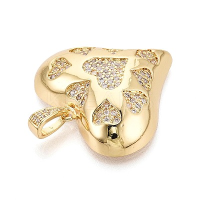 Brass Micro Pave Clear Cubic Zirconia Pendants KK-N268-97B-G-1