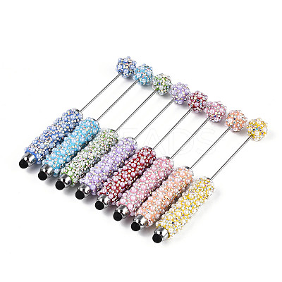ABS Imitation Pearl & Polymer Clay Pave Rhinestone Touch Screen Stylus AJEW-T013-06M-1