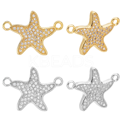 8Pcs 2 Colors Brass Micro Pave Clear Cubic Zirconia Links Connectors KK-CA0003-08-1