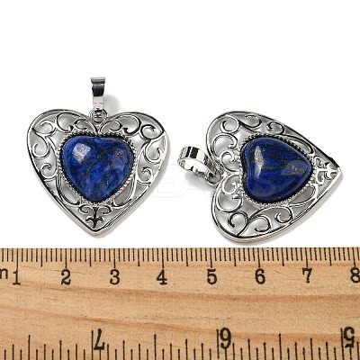 Natural Lapis Lazul Dyed Peach Love Heart Pendants G-G158-01B-1