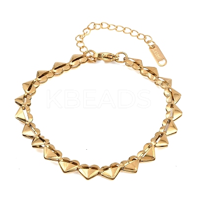 304 Stainless Steel Heart Link Chain Bracelets for Women STAS-H249-19G-1