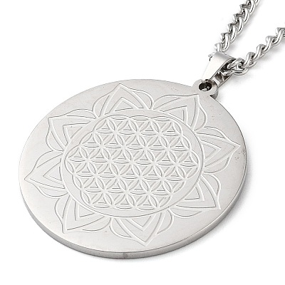 Non-Tarnish 304 Stainlessa Steel Curb Chain Pendant Necklaces LS-NJEW-H034-03P-1