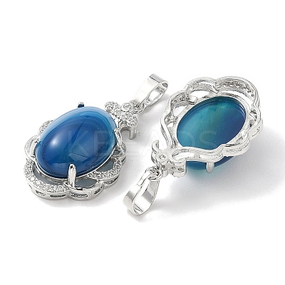 Natural Blue Banded Agate(Dyed & Heated) Oval Pendants G-NH0025-15P-06-1