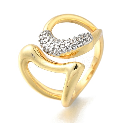 Brass Micro Pave Cubic Zirconia Cuff Rings RJEW-D313-07PG-1