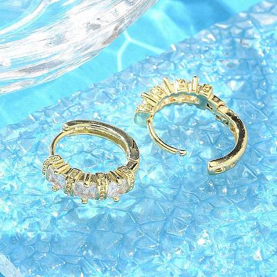 Brass Micro Pave Clear Cubic Zirconia Hoop Earrings EJEW-C122-02G-1