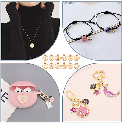 120Pcs 10 Sets Constellation Theme Golden Plated Alloy Charms FIND-PH0008-88-1