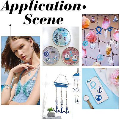 100Pcs 5 Styles Ocean Theme Dyed Wood Pendants WOOD-NB0001-96-1