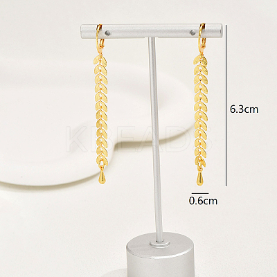 Fashionable Retro Brass Leaf Tassel Hoop Earrings LS-NP2423-1