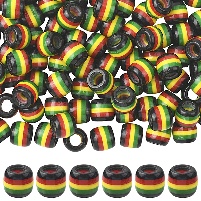 120Pcs Opaque Stripe Resin European Beads RESI-SP0001-56-1