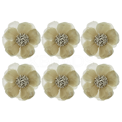 6Pcs Flower Cloth Brooches for Backpack Clothes Wedding Party JEWB-FH0002-38B-1