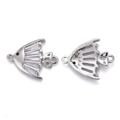 Brass Micro Pave Cubic Clear Zirconia 2-Loop Link Pendants KK-P192-01P-1
