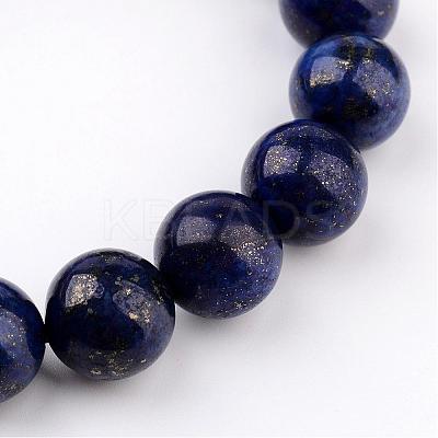 Natural Lapis Lazuli(Dyed) Round Beaded Stretch Bracelets BJEW-JB02271-01-1