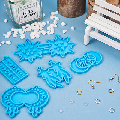 5Pcs 5 Style Moon Phase & Star Pendant Silicone Molds DIY-TA0004-98-1