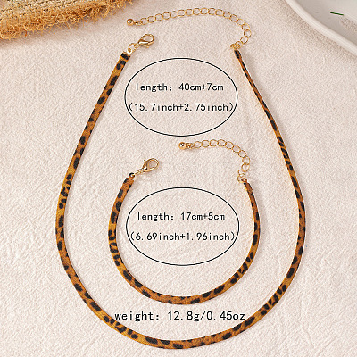 Alloy Leopard Print Snake Chain Necklaces & Bracelets Sets FS-WG421C3-01-1