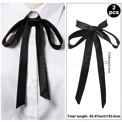 2Pcs Ribbon Long Bow Tie for Women AJEW-SP0003-50A-1