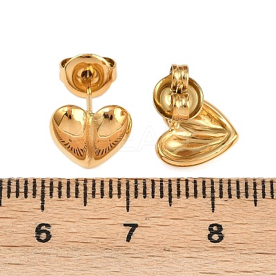 304 Stainless Steel Heart Stud Earrings EJEW-I320-24G-03-1