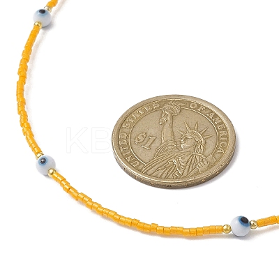 Lampwork Evil Eye & Glass Seed Beads Necklace with Real 18K Gold Plated 304 Stainless Steel Clasps NJEW-JN04597-04-1