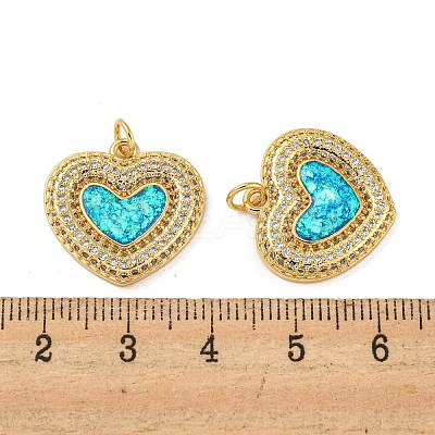Valentine's Day Brass Micro Pave Cubic Zirconia with Synthetic Opal Pendants KK-D096-02G-G-1