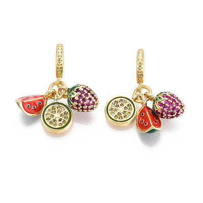 Brass Micro Pave Cubic Zirconia European Dangle Charms KK-N271-04G-1