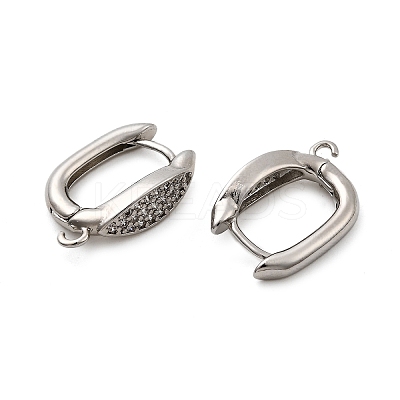 Horse Eye Brass Micro Pave Cubic Zirconia Hoop Earring Findings KK-C134-25P-1