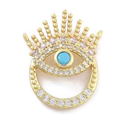 Evil Eye Rack Plating Brass Micro Pave Cubic Zirconia Pendants KK-Z071-69G-02-1