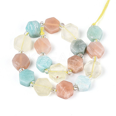 Natural Lemon Quartz & Flower Amazonite & Sunstone Beads Strands G-N358-03A-07-1