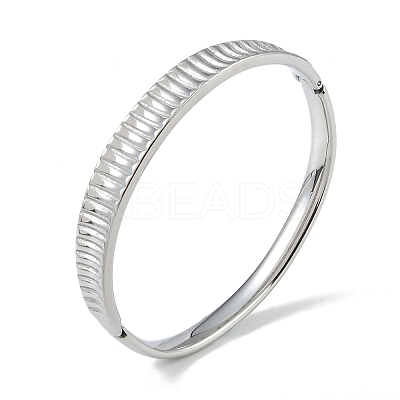 Non-Tarnish 304 Stainless Steel Grooved Hinged Bangles for Women BJEW-U002-10P-1