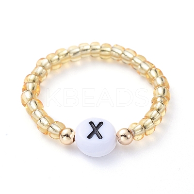 Glass Seed Beads Stretch Finger Rings RJEW-JR00304-M-1
