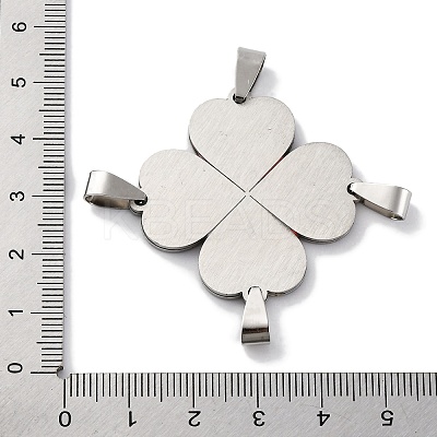 201 Stainless Steel with Glass Connector Charms STAS-Q342-09P-1