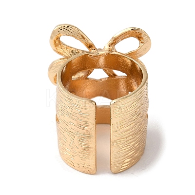 Alloy Rhinestone Bowknot Wide Open Cuff Rings for Women RJEW-S412-07KCG-1