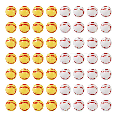 200Pcs 2 Colors Opaque Acrylic Round Beads SACR-BY0001-02-1